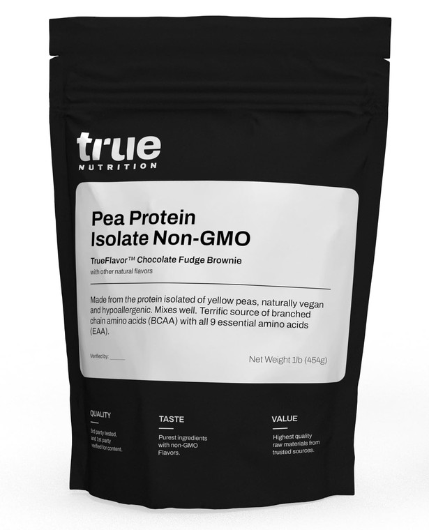True Nutrition Pea Protein Powder Isolate - 25g Non-GMO Vegan Protein Powder per Serving - Low Carb, Low Fat, High Leucine - Gluten Free, Dairy Free,