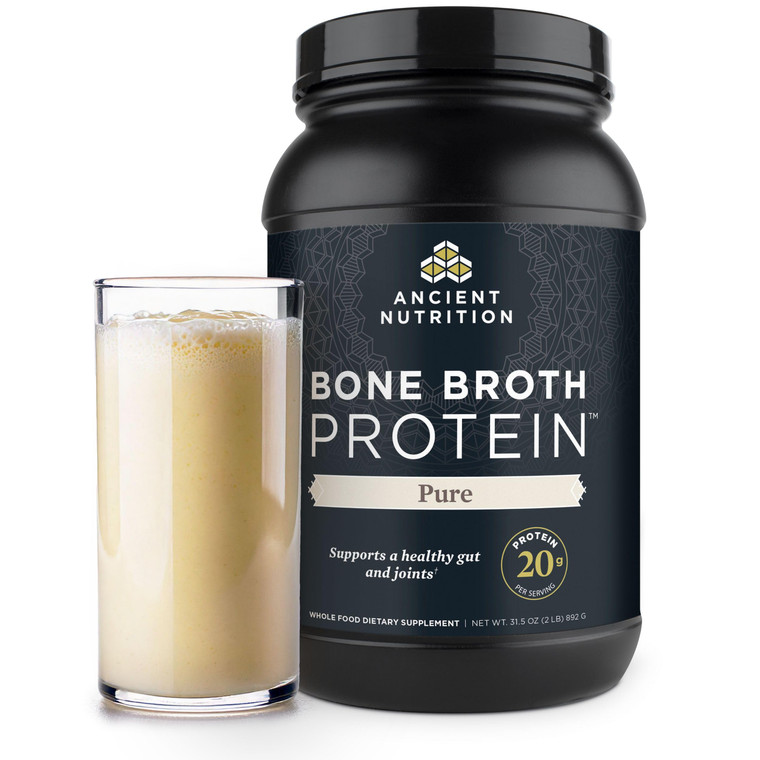 Ancient Nutrition Grass Fed, Cage Free, Bone Broth Protein Powder, 20g Protein, Hydrolyzed Collagen Peptides, Keto & Paleo Friendly, Supports Joint &