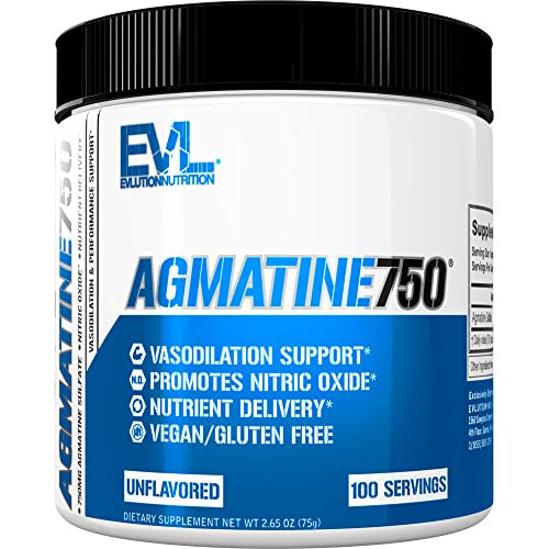 Evlution Agmatine Sulfate Nitric Oxide Powder Nutrition High Strength Agmatine Sulfate Powder Nitric Oxide Supplement for High Intensity Pumps Muscle