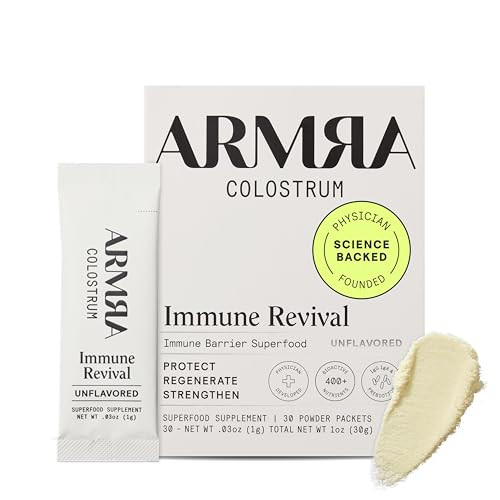 ARMRA Colostrum Powder | Unflavored | Gut Health & Bloating | Skin & Hair | Immunity | Keto, Gluten & Fat-Free | 30 Servings