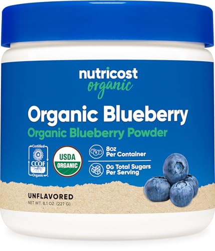 Nutricost Organic Blueberry Powder 8oz (227 Grams) - Pure, Gluten Free, Non-GMO, from Organic Blueberries