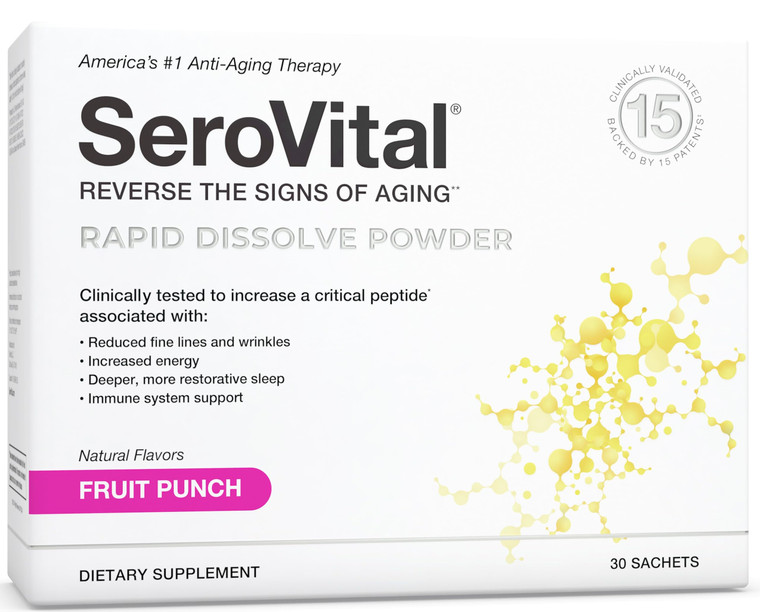 Serovital Rapid Dissolve Powder - Anti-Aging Supplement for Women, Skin Benefits, Energy and Better Sleep | 30 Day Supply - Fruit Punch