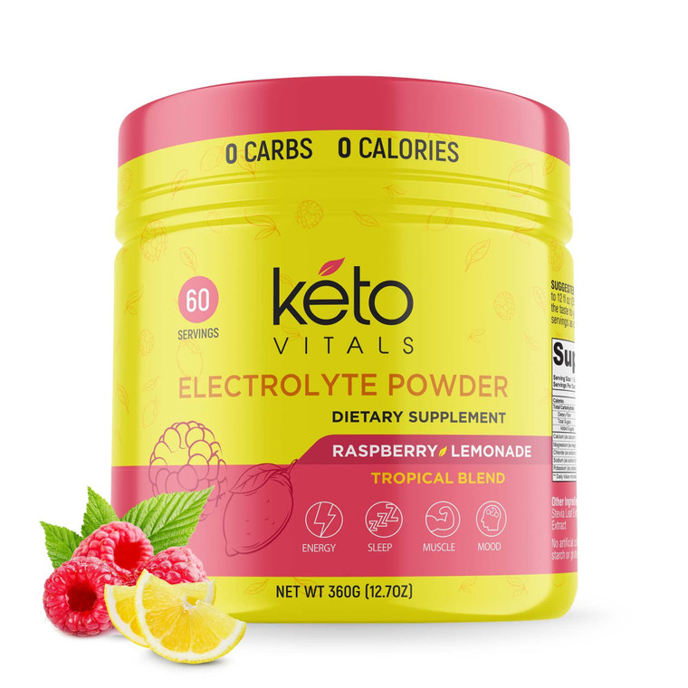 Keto Vitals Electrolytes Powder - Sugar Free Keto Electrolytes Powder with Potassium, Magnesium, Sodium, & Calcium - No Sugar Electrolyte Drink Mix &