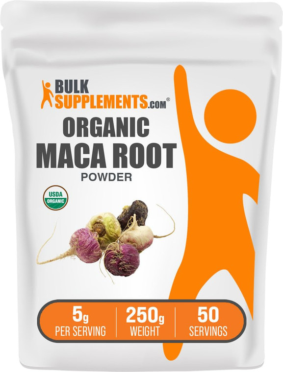 BulkSupplements.com Organic Maca Powder - Organic Maca Root Powder, Superfood Supplement - Gluten Free, 5g per Serving, 250g (8.8 oz) (Pack of 1)