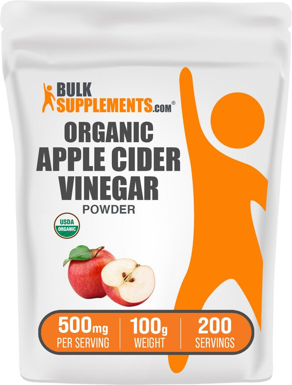 BulkSupplements.com Organic Apple Cider Vinegar Powder - Apple Cider Vinegar Supplement, ACV for Digestive Support - Vegan & Gluten Free, 500mg per S