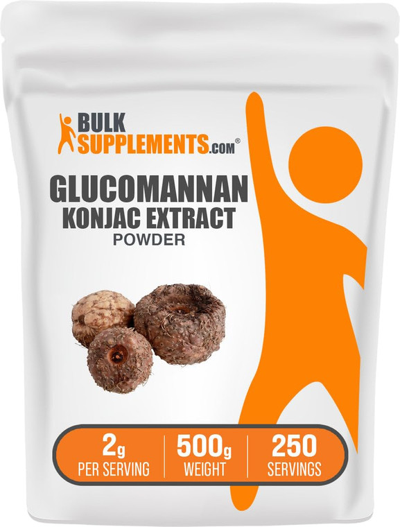 BulkSupplements.com Glucomannan Powder - from Konjac Root Extract Powder, Glucomannan Supplements - Gluten Free, 2g per Serving, 500g (1.1 lbs) (Pack