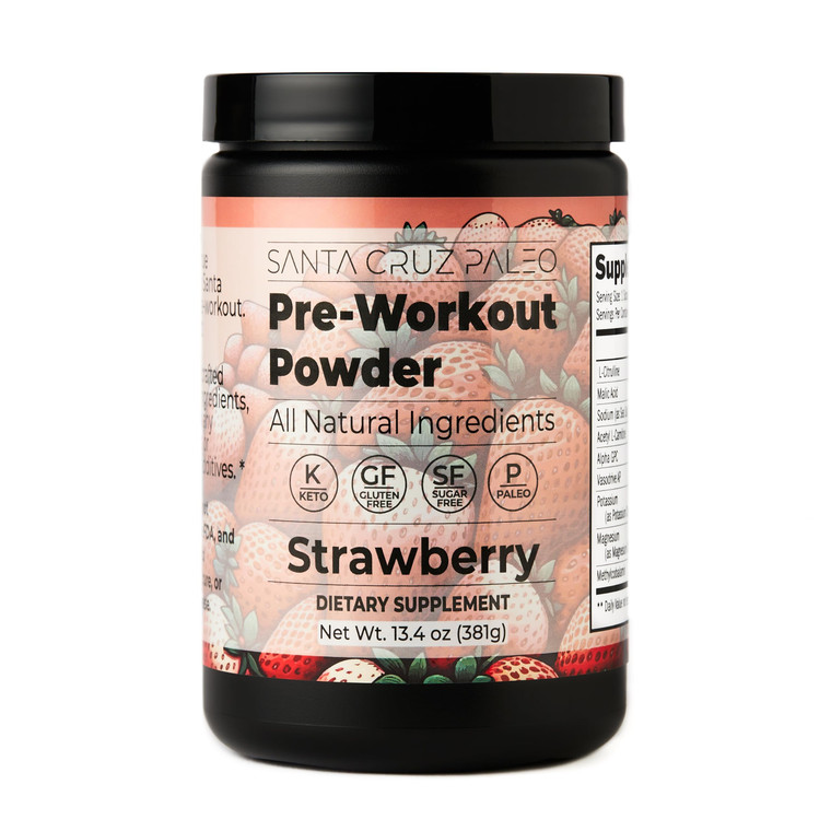 Santa Cruz Paleo Pre Workout Powder Electrolytes, Magnesium, Potassium, Sea Salt & L Citrulline, Caffeine & Sugar Free Preworkout Drink Mix for Energ
