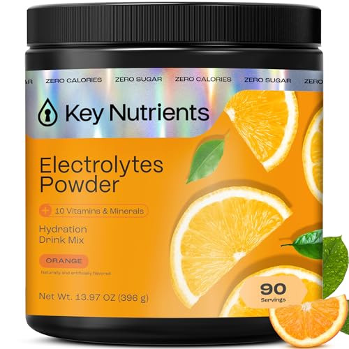 KEY NUTRIENTS Multivitamin Electrolytes Powder No Sugar - Tangy Orange Electrolyte Powder - Endurance & Energy Supplement - Hydration Powder - No Cal