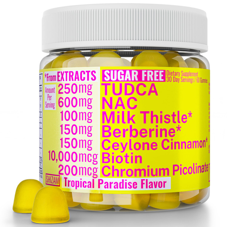 Sugar Free Gummies Gummies with Chromium Picolinate TUDCA NAC Organic Ceylon Cinnamon Milk Thistle Berberine | Capsules Powder Supplements Alt | Bile
