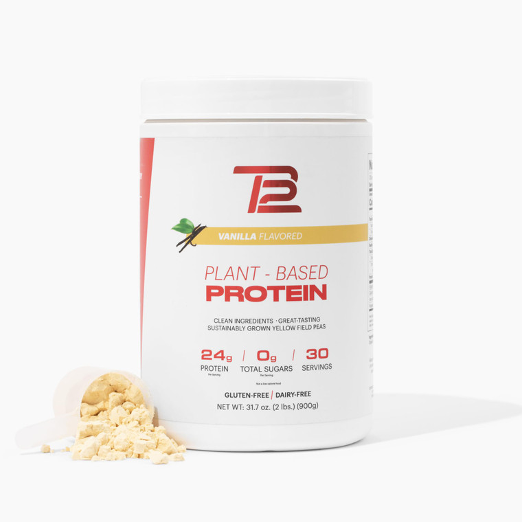 TB12 Plant Based Protein Powder by Tom Brady, 24g of Vegan Pea Protein, Low Sugar, Low Carb, Non-GMO, Meal Replacement, Keto Friendly, Paleo, Sugar F