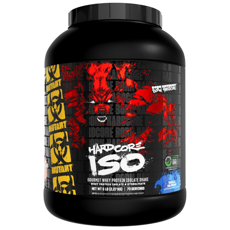 Mutant Hardcore ISO Whey Protein Isolate Powder Acts Fast to Help Recover, Build Muscle, Bulk and Strength, 5 lb - Vanilla Ice Cream