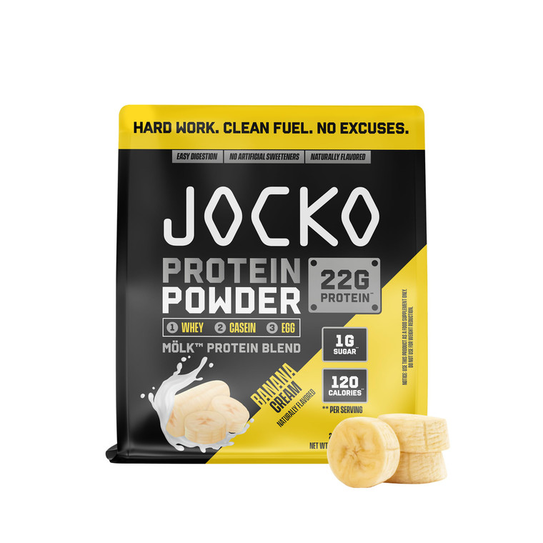 Jocko Fuel Mölk Whey Protein Powder 22g Low Sugar Monk Fruit Blend - Muscle Recovery & Growth, Packaging May Vary (28 Servings, Banana Cream)