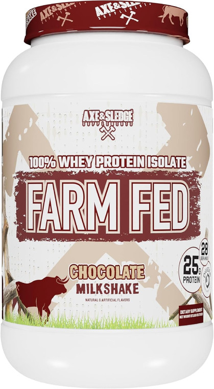 Axe & Sledge Farm Fed 100% Whey Protein Isolate | 25g Protein | Low Carb, Low Sugar, Gluten Free | Protein Powder for Men and Women | Keto | Made in