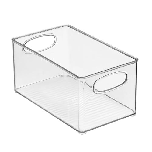 mDesign Small Plastic Office Storage Container Bins with Handles for Organization in Filing Cabinet, Closet Shelf, or Desk Drawers, Organizer for Not