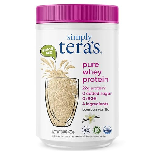 Simply tera's Pure Whey Protein Powder - Grass Fed Vanilla Whey Protein Powder, Clean, Made Without Artificial Sweeteners, Non-GMO, Kosher, rBGH-Free