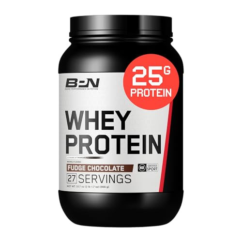 BARE PERFORMANCE NUTRITION, BPN Whey Protein + Casein Protein Powder Blend, Fudge Chocolate, 25g Protein per Serving Supports Lean Muscle Recovery, 2