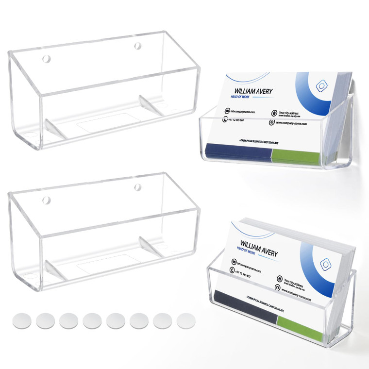 Acrylic Business Card Holder, Wall Mount Name Card Holder, Office Calling Cards Display Holder Stand, Visiting Cards Desktop Organizer for Wall Mount