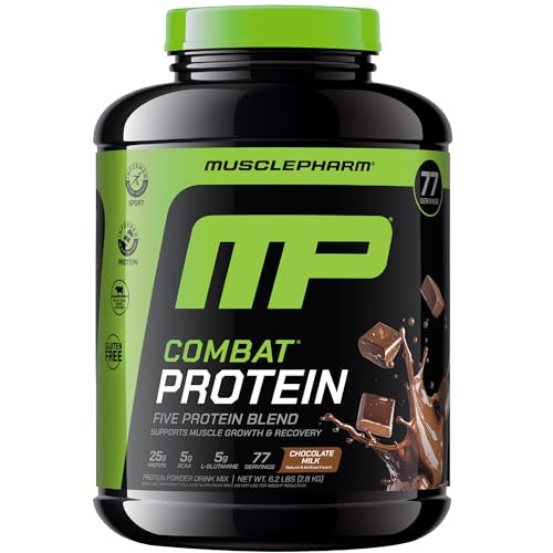 MusclePharm Combat Protein Powder, Chocolate Milk Flavor, Fuels Muscles for Productive Workouts, 5 Protein Sources Including Whey Protein Isolate & E