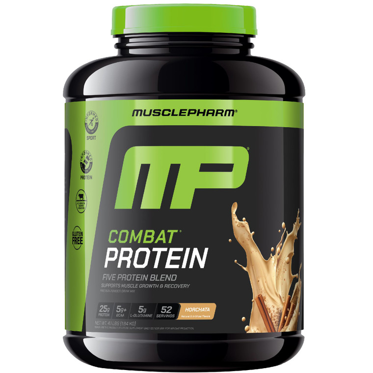 Muscle Pharm Combat Protein Powder, Horchata Flavor, Fuels Muscles for Productive Workouts, 5 Protein Sources Including Whey Protein Isolate & Egg Al