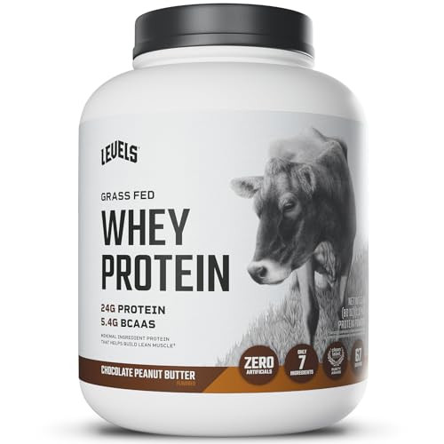 Levels Grass Fed Whey Protein Powder, No Artificials, 24G of Protein, Chocolate Peanut Butter, 5LB