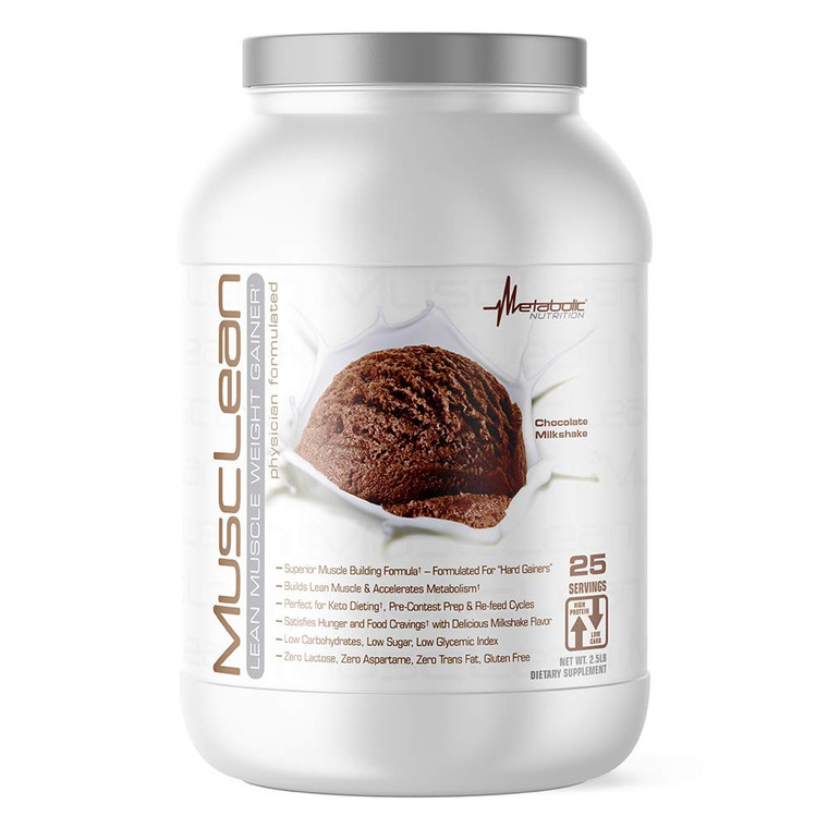 Metabolic Nutrition - Musclean - Milkshake, Whey High Protein Meal Replacement, Maintenance Nutrition, Low Carb, Keto Diet, Digestive Enzymes, Chocol