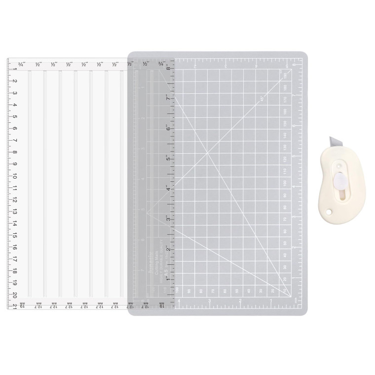 BAOFALI 3Pcs/Set Quick Trimmer for Foil and Paper with Blade Craft Foil Paper Cutters; Easy Sentiment Strips Trimming Tools with Inches and Metric Me