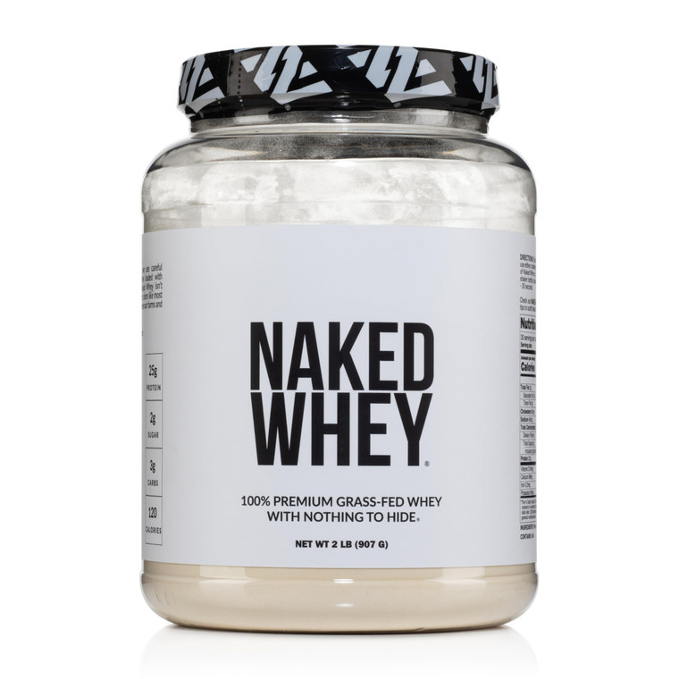 NAKED Whey 2LB 100% Grass Fed Whey Protein Powder - Only 1 Ingredient, Unflavored Whey Protein, Undenatured, Gluten Free, Soy Free, No GMOs, No Prese