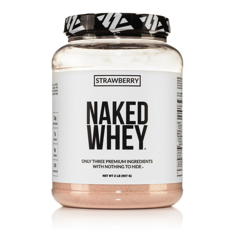 NAKED Strawberry Whey Protein Powder, Only 3 Ingredients, 25g Grass Fed Whey Protein Powder, Aid Muscle Growth & Recovery - 24 Servings