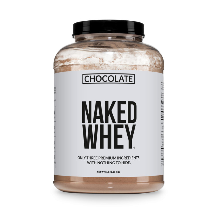 NAKED Whey Protein Supplement Powder, Chocolate, GMO Free, Soy Free, Gluten Free Aid Muscle Growth and Recovery 60 Servings, 5 Ib