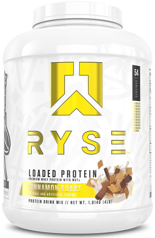 RYSE Loaded Protein Powder - Cinnamon Toast - 25g Whey Protein Isolate & Concentrate with Prebiotic Fiber & MCTs - Low Carb, Low Sugar, Digestive-Fri