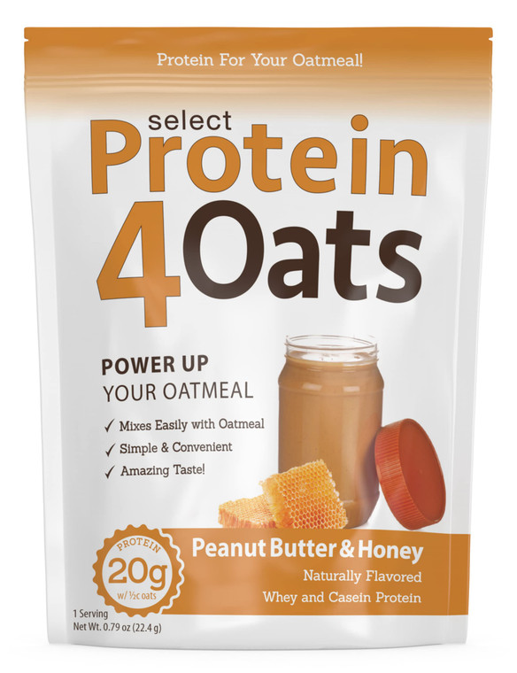 PEScience Protein4Oats, Protein Powder to Make Amazing Tasting Protein Oatmeal, with Whey and Casein, Gluten Free, Peanut Butter and Honey, 12 Servin