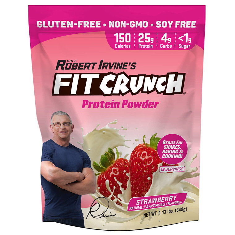 Fit Crunch Tri-Blend Whey Protein, Keto Friendly, Low Calories, High Protein, Gluten Free, Soy Free (18 Servings, Strawberry)