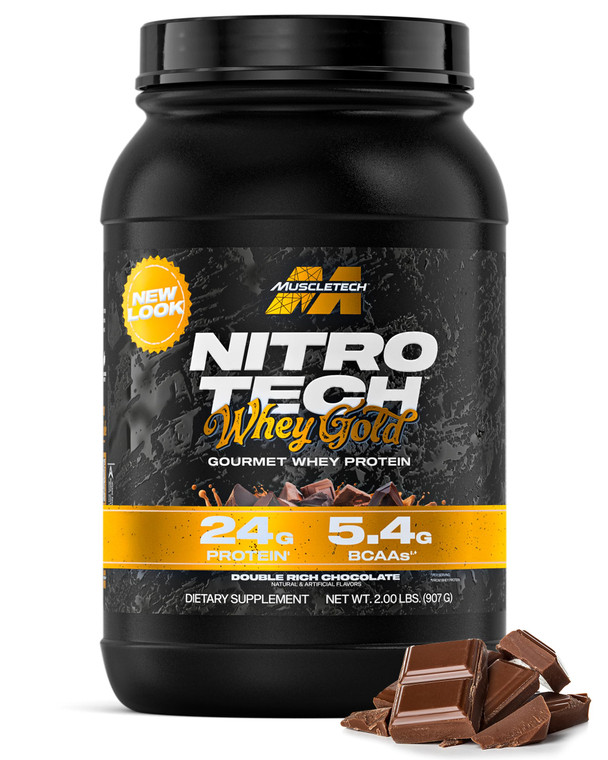 Muscletech Whey Protein Powder (Double Rich Chocolate, 2LB) - Nitro-Tech Whey Protein Isolate Smoothie Mix for Lean Muscle & Recovery - 24g of Whey G