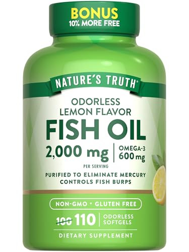 Nature's Truth Fish Oil 2000mg | 110 Softgels | Omega-3 | Lemon Flavor | Non-GMO & Gluten Free Supplement