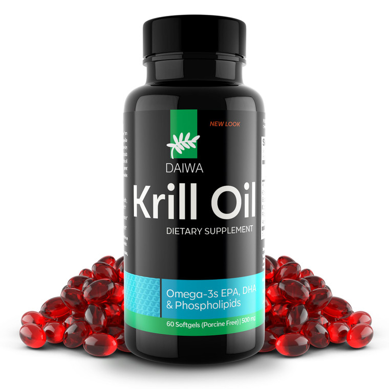 Daiwa Krill Oil 1000mg Softgels - EPA DHA Omega 3 Antarctic Krill Oil Supplement with Astaxanthin - Natural Solution for Joint, Brain Support and Hea