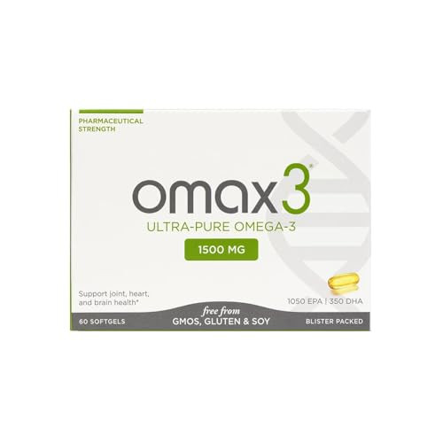 Omax3 Natural Omega 3 Fish Oil Pills 1500 MG EPA DHA - Omega3 Fatty Acid Supplements Muscle & Joint- Gluten Free, Wild Caught, Non GMO, 30-Day Supply