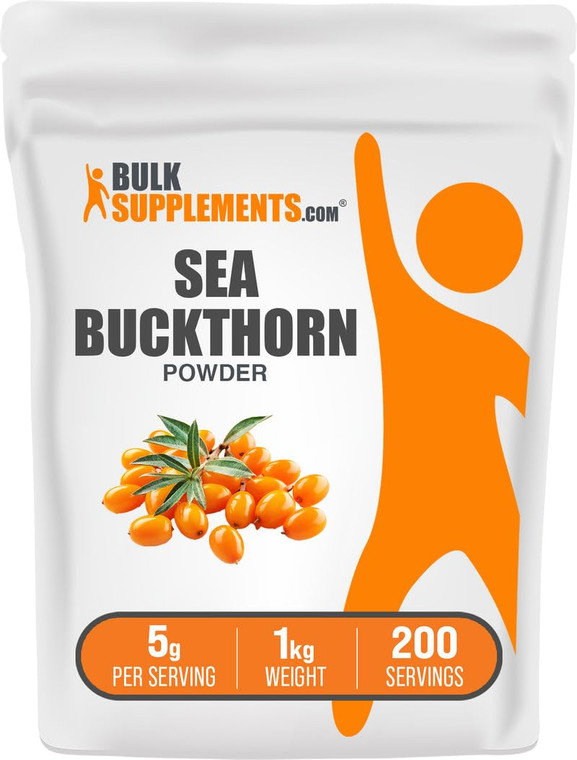 BulkSupplements.com Sea Buckthorn Powder - Omega 7 Supplement, Superfood Powder, Sea Buckthorn Berry Supplement - Vegan & Gluten Free, 5g per Serving