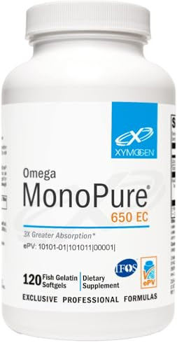 XYMOGEN Omega MonoPure 650 EC - Omega-3 Fish Oil Supplements for Women & Men - with EPA, DHA & DPA - Smaller Softgels with 3X Greater Absorption - Su