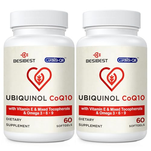 Ubiquinol CoQ10-600mg-Softgel, Active Coq10 Ubiquinol Supplement with Vitamin E & Omega 3, 6, 9, High Absorption-Coenzyme-Q10, Powerful Antioxidant f