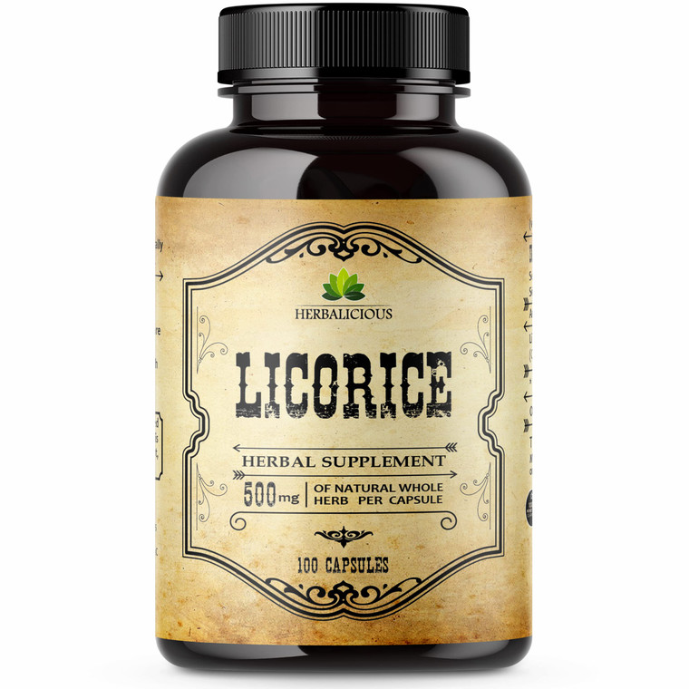 Licorice Root 100 Capsules  Pure Organic Glycyrrhiza Glabra  Herbal Supplement for Digestive Comfort & Overall Wellness  Non-GMO & Additive-Free