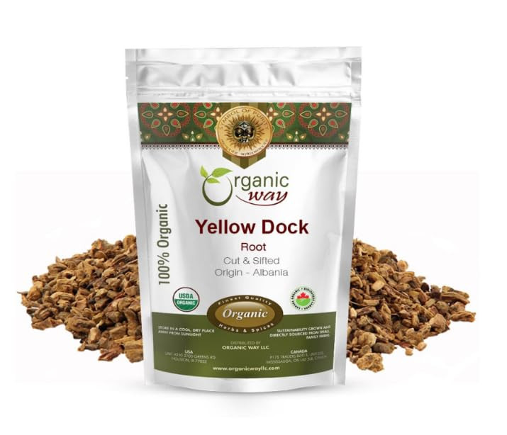 Organic Way Yellow Dock Root Cut & Sifted (Rumex Crispus) | Herbal Tea- European Wild-Harvest | Organic & Kosher Certified | Vegan, Non GMO & Gluten