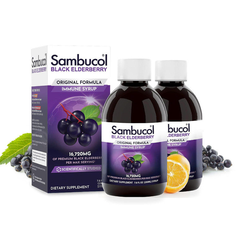 Sambucol Black Elderberry Syrup - Black Elderberry Liquid, Immune Support for Kids and Adults, High Antioxidants, Gluten Free - Original Formula - 7.