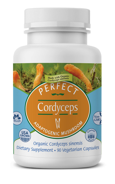 Perfect Supplements  Perfect Cordyceps  90 Vegetable Capsules  Organic Adaptogenic Herbal Supplement  Increases Energy, Endurance & Strength