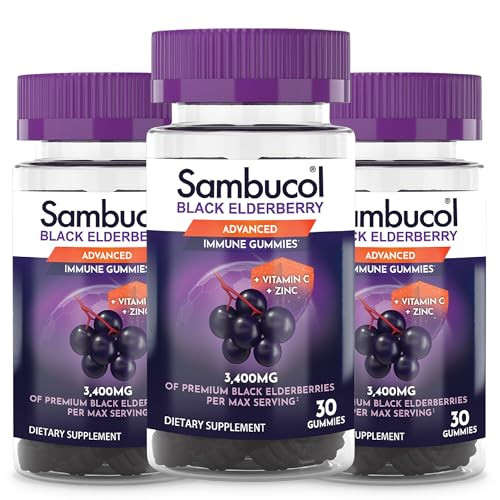 Sambucol Black Elderberry Gummies - Elderberry with Zinc and Vitamin C for Adults, Sambucus Elderberry Gummies, Immune Support Gummies - 30 Count, 3
