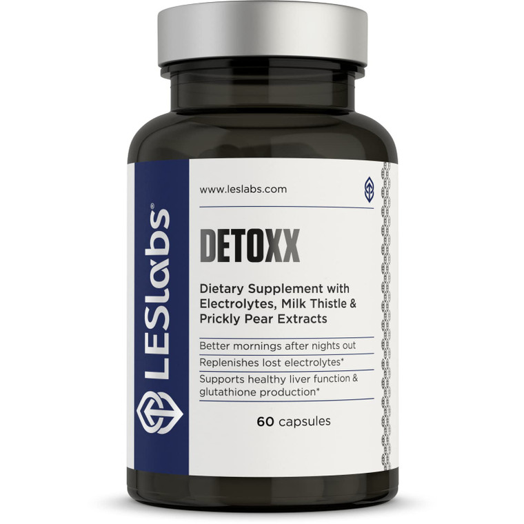 LES Labs DeToxx  Better Mornings & Recovery, Liver Support, Electrolyte Replenishment & Glutathione Support  Prickly Pear, Milk Thistle & NAC  Non