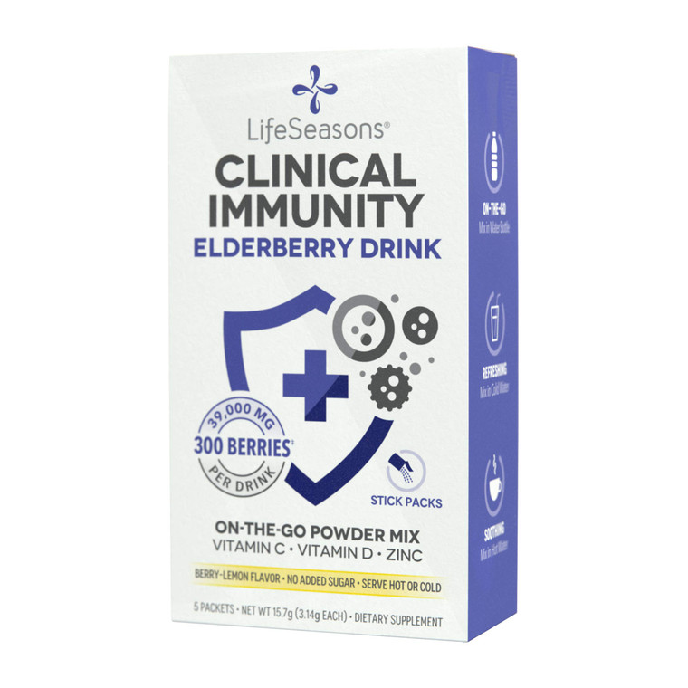LifeSeasons Clinical Immunity - Elderberry Drink Mix - Protects & Fights for Healthy Immune Response - Immunity Booster - 3X Better Than Vitamin C -