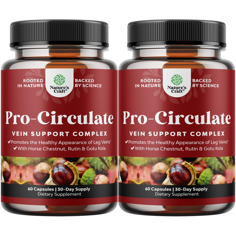 Vein Support Supplements Leg and Veins - Full Body Circulation Supplement for Spider & Varicose Veins and Improved Flow with Horse Chestnut Extract -