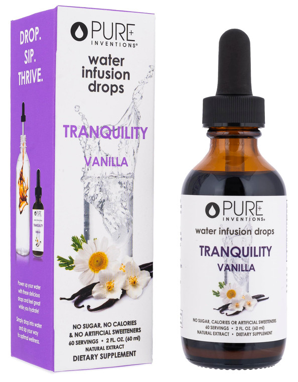 Pure Inventions Tranquility - Supports Relaxation - Vanilla and Chamomile - Water Infusion Drops - No Sugar, Calories, or Artificial Sweeteners - 60