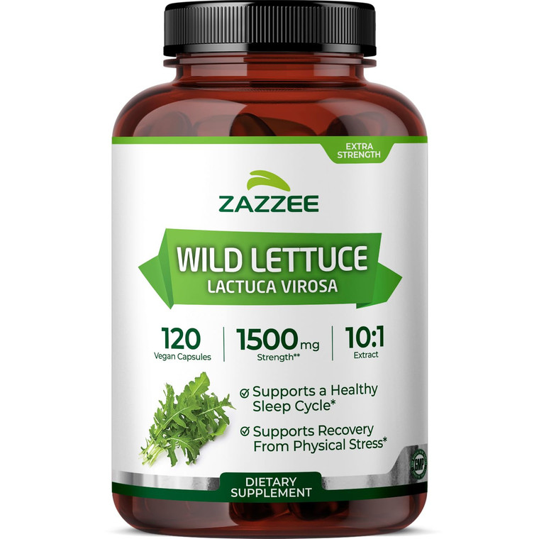 Zazzee Extra Strength Wild Lettuce 10:1 Extract, 1500 mg Strength, 120 Vegan Capsules, Potent Lactuca Virosa Variety, Concentrated 10X Extract, 100%