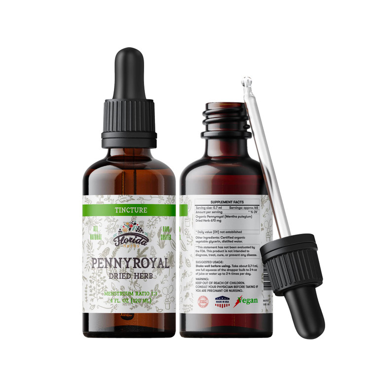 FLORIDA HERBS Pennyroyal Tincture, Organic Pennyroyal Extract (Mentha pulegium) Dried Herb, Non-GMO in Cold-Pressed Organic Vegetable Glycerin 2 oz,